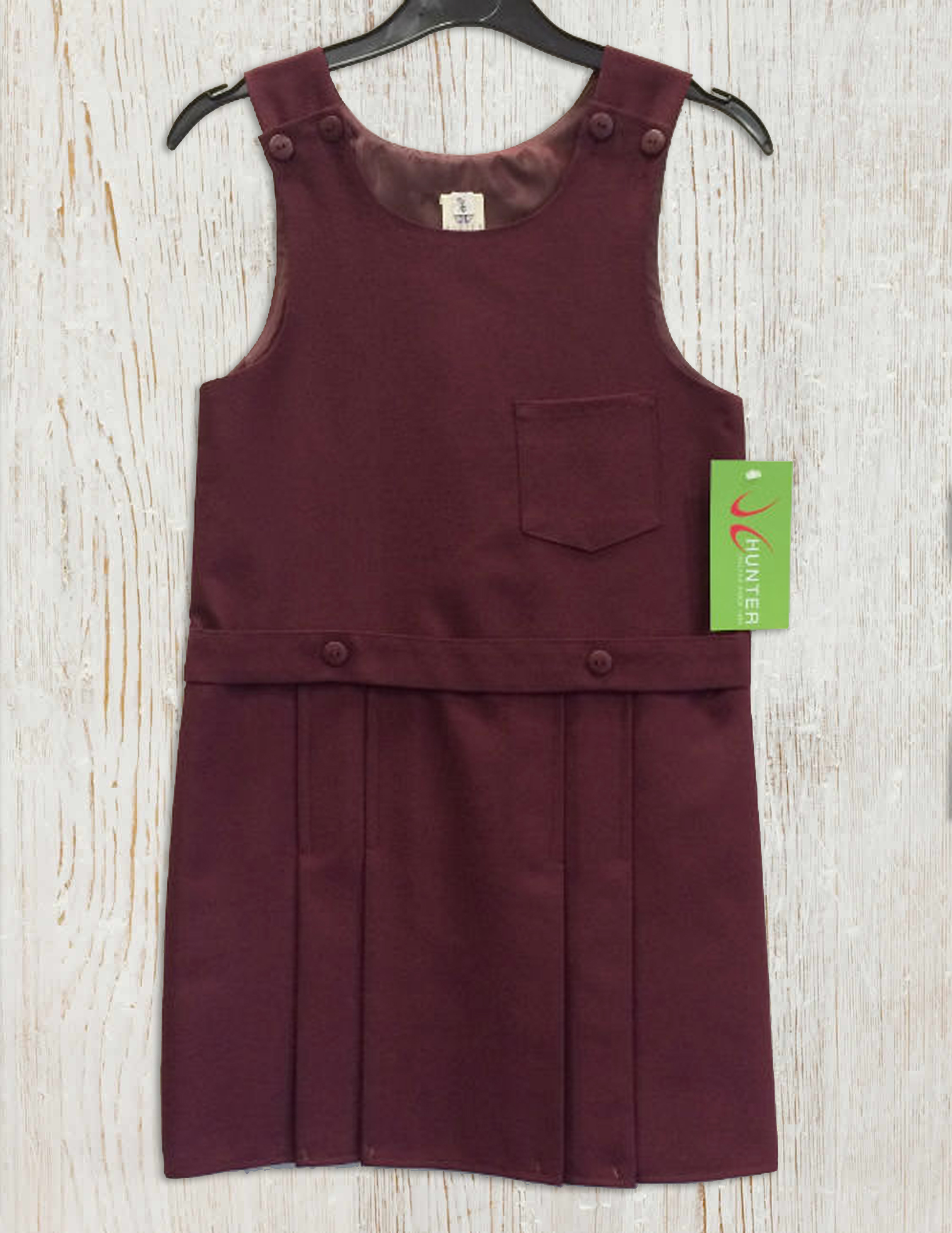 maroon pinafore